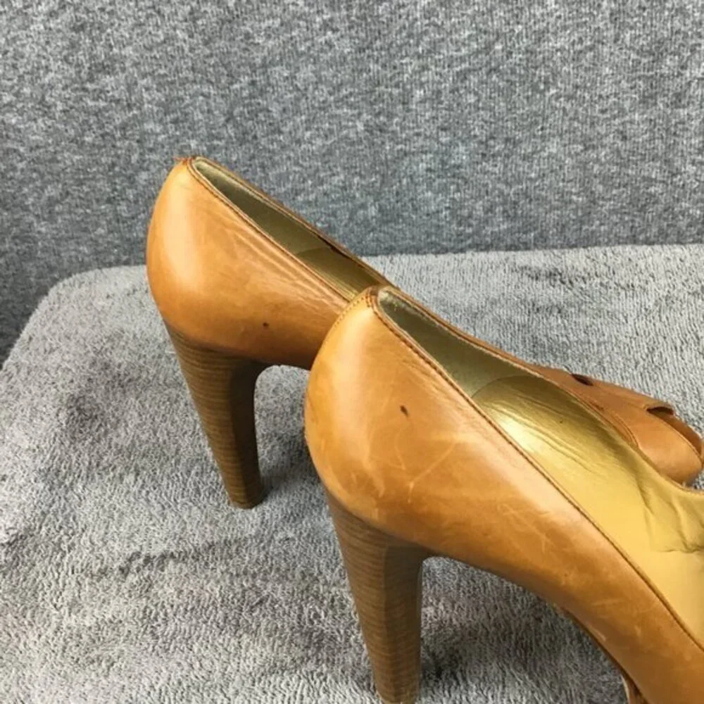 Vintage Stuart Weitzman Distressed‎ Leather Sz 9 W Peep Toe Platform Stile…